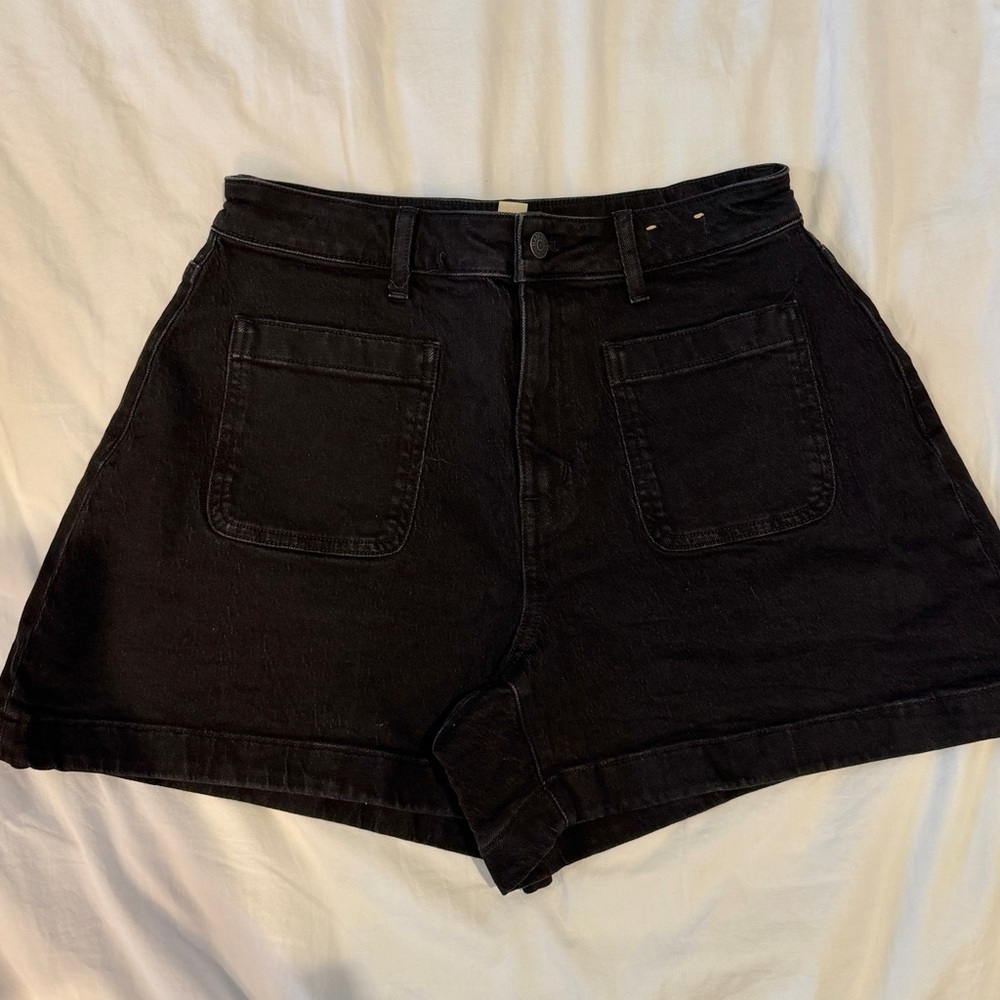 Madewell Curvy High-Rise Sailor Shorts – Black – Size 29